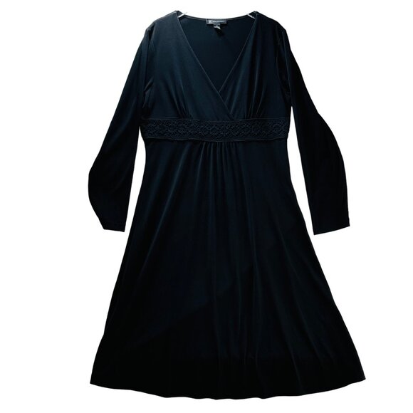 INC Women's Dress Black Stretch Poly Jersey Knit Surplice Bodice Midi Size XL - Picture 6 of 10